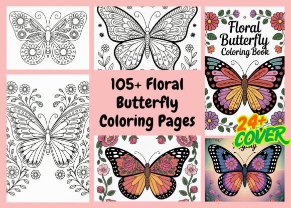 105 Floral Butterfly Coloring Pages