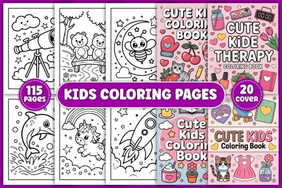 115 Kids Coloring Pages for Kids - KDP