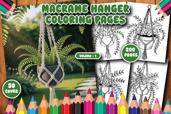 200 Macrame Hangers Coloring Pages for Adults: A Creative and Relaxing Experience