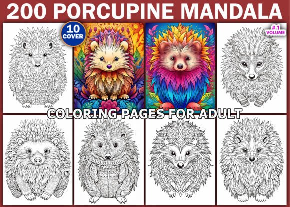 200 Porcupine Mandala Coloring Pages for Adults – A Creative Escape in Digital Format