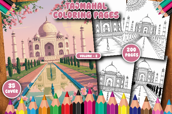 200 Tajmahal Coloring Pages for Adults V-2