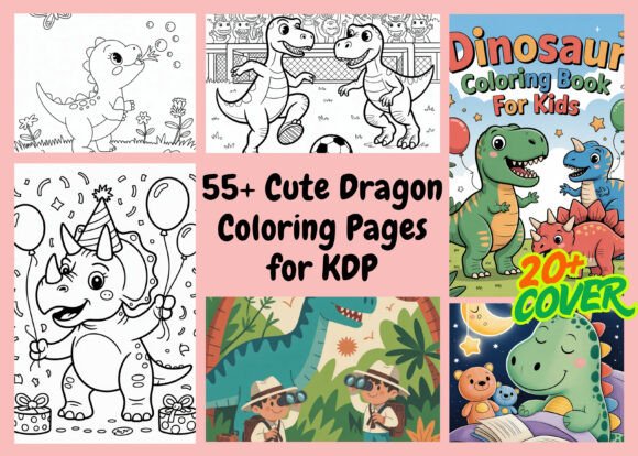 50 Cute Dragon Coloring Pages for KDP