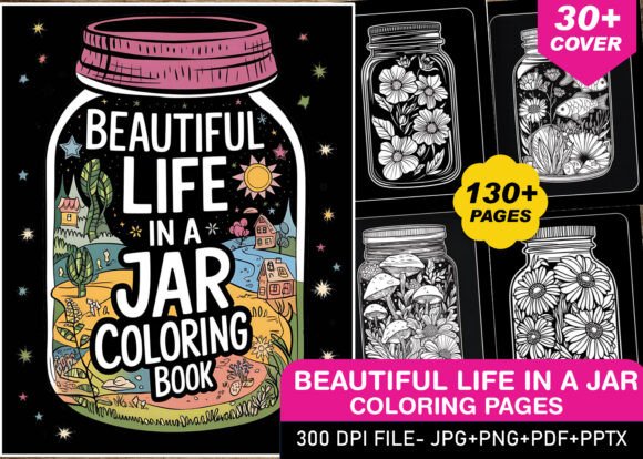 Beautiful Life in a Jar Coloring Pages