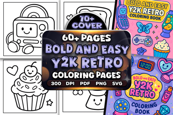 Bold Easy Y2K Retro Coloring Pages