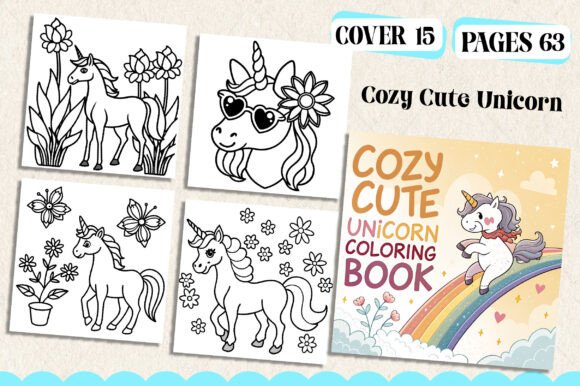 Cozy Cute Unicorn Coloring Page for Kids