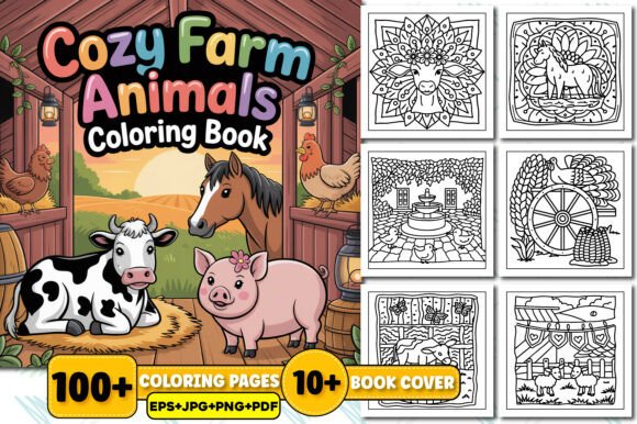 Cozy Farm Animals Coloring Book Adults: A Stress-Free Escape to the Countryside