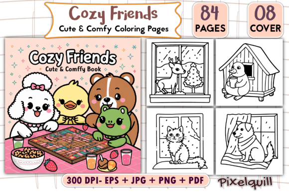 Cozy Friends Coloring Page Bundle