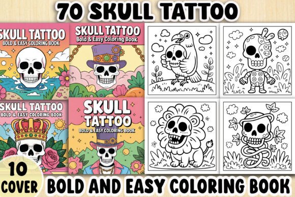 Skull Tattoo Coloring Book Pages for KDP