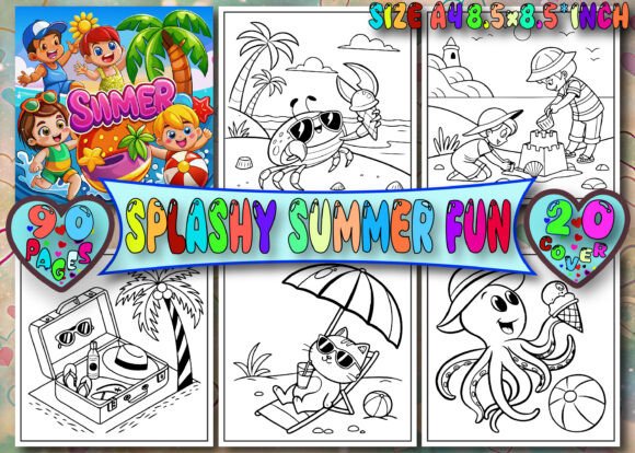 Splashy Summer Fun Coloring Book: A Creative Escape for Kids and Adults Alike