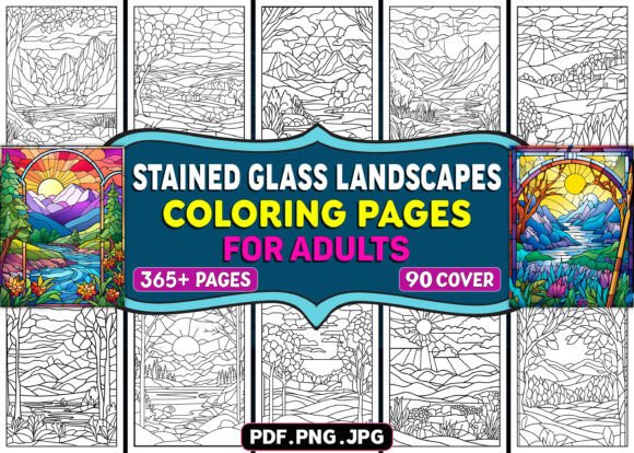 Stained Glass Landscapes Coloring Book: A Creative Escape for Adults