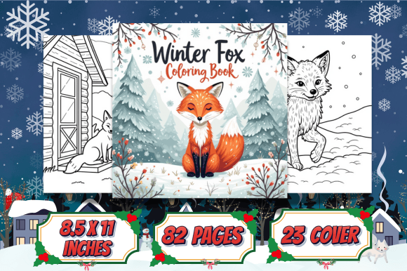 Winter Fox Coloring Book for Creative Projects
